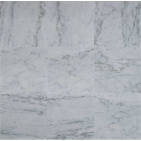 Carrara White 18 In. X 18 In. Honed Marble Floor And Wall Tile, 6PK